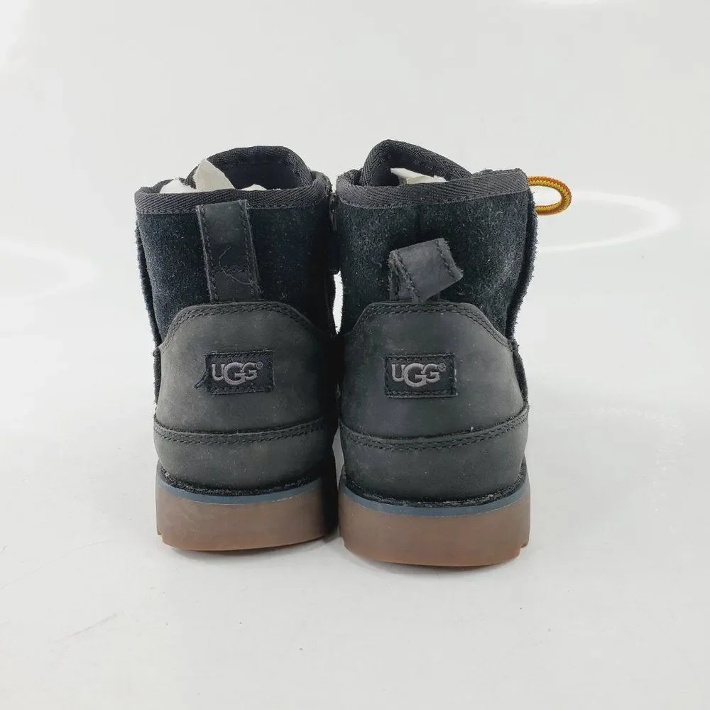 UGG Girl's Black Bradly Leather Lace‎ Up Ankle Casual Boots Size 3